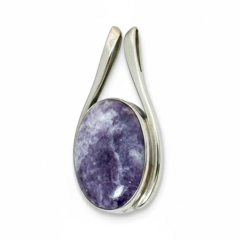 Lepidolite Oval Pendant Silver Pendant