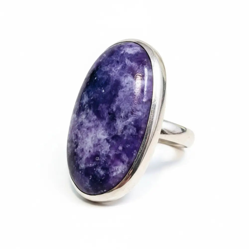 Lepidolite Oval Silver Ring Rings