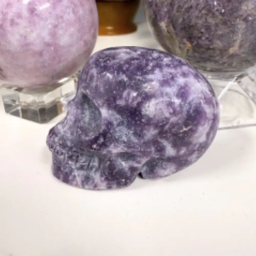 Lepidolite Skull carved crystal