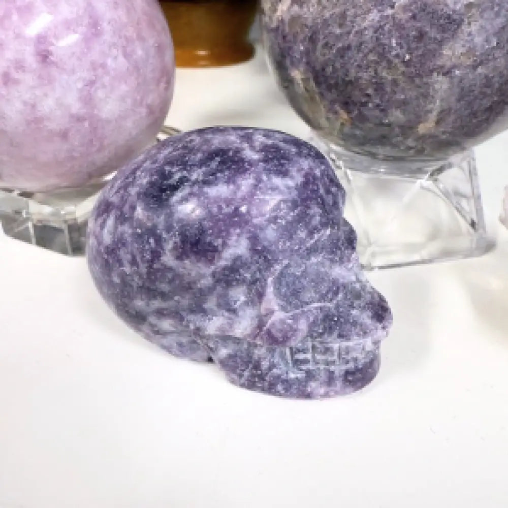 Lepidolite Skull carved crystal