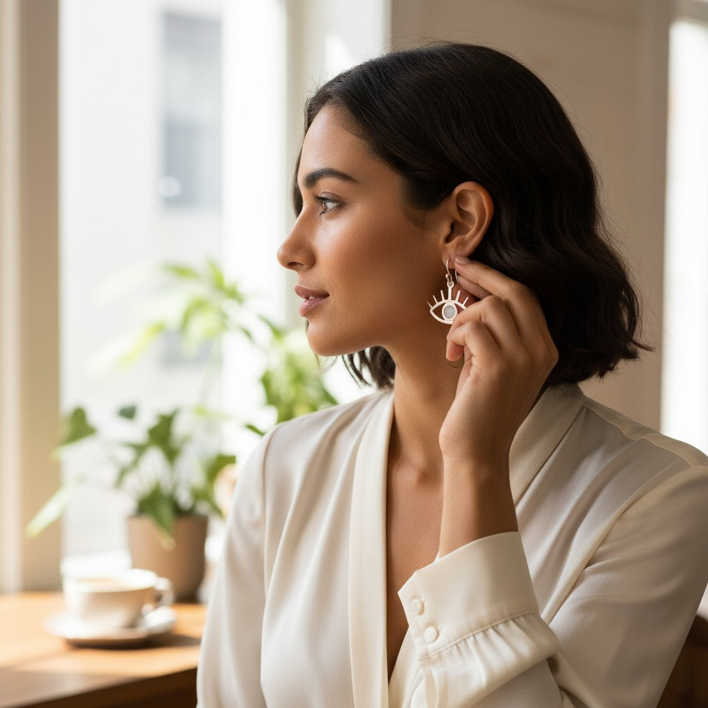 Eye of Horus Silver Earrings