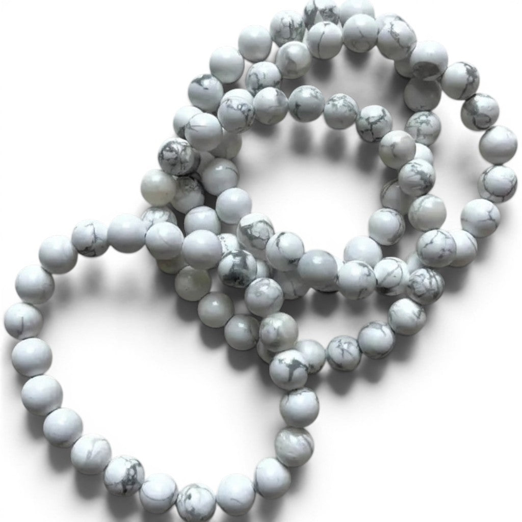 White Howlite Crystal Bead Bracelet