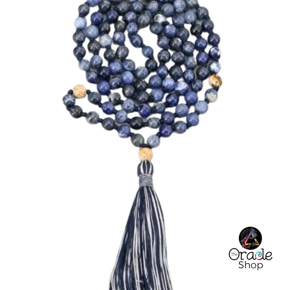 Mala Prayer Bead Crystal Necklace 108 Beads Sodalite Necklace