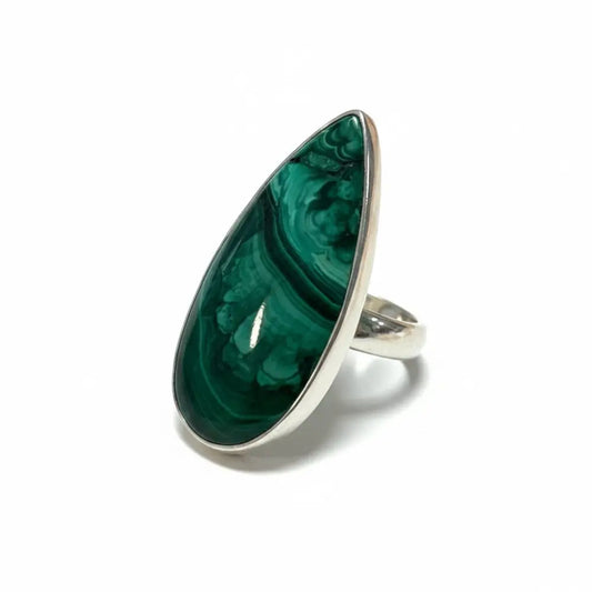 Malachite Ring Adjustable in Silver Rings
