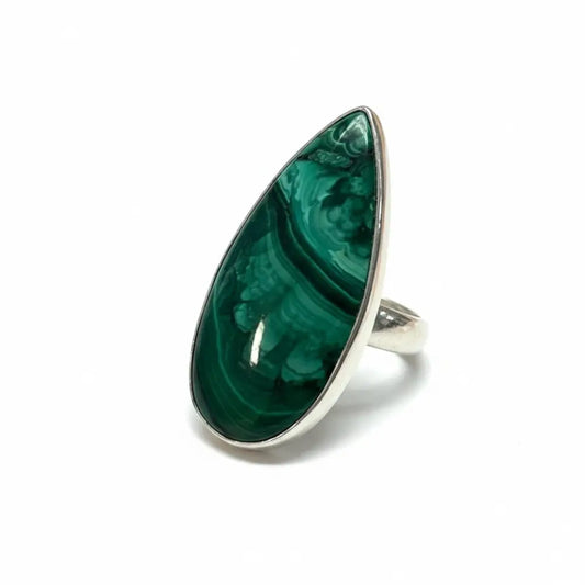 Malachite Ring Adjustable in Silver Rings
