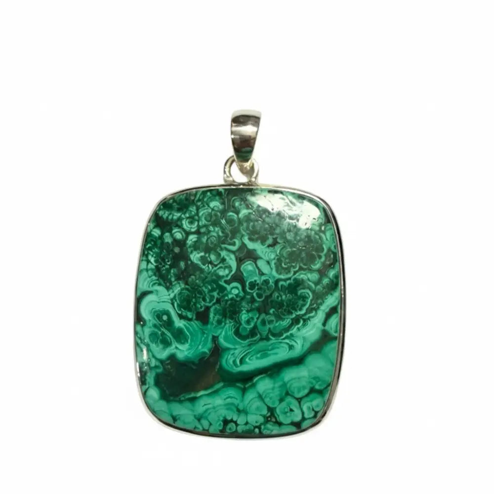 Malachite Square Pendant in Silver PENDANT
