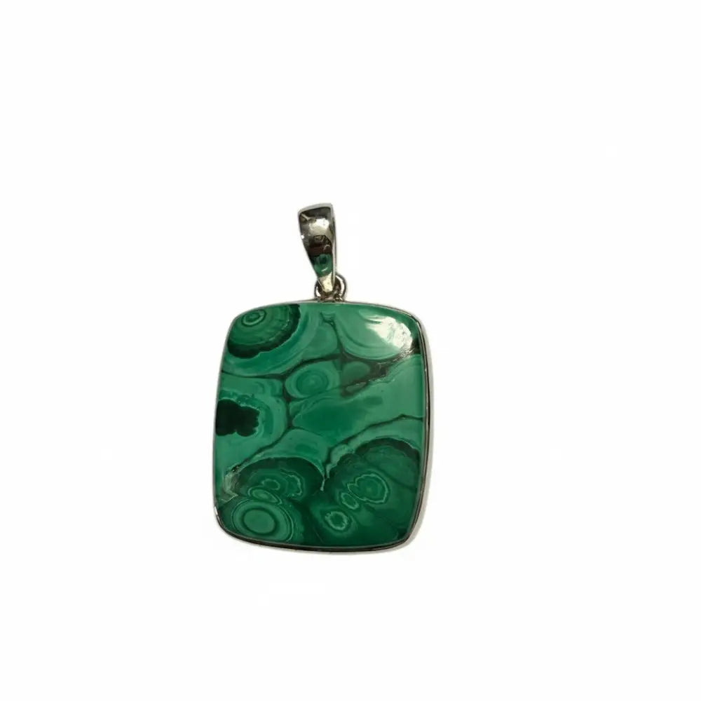 Malachite Square Pendant in Silver Pendant