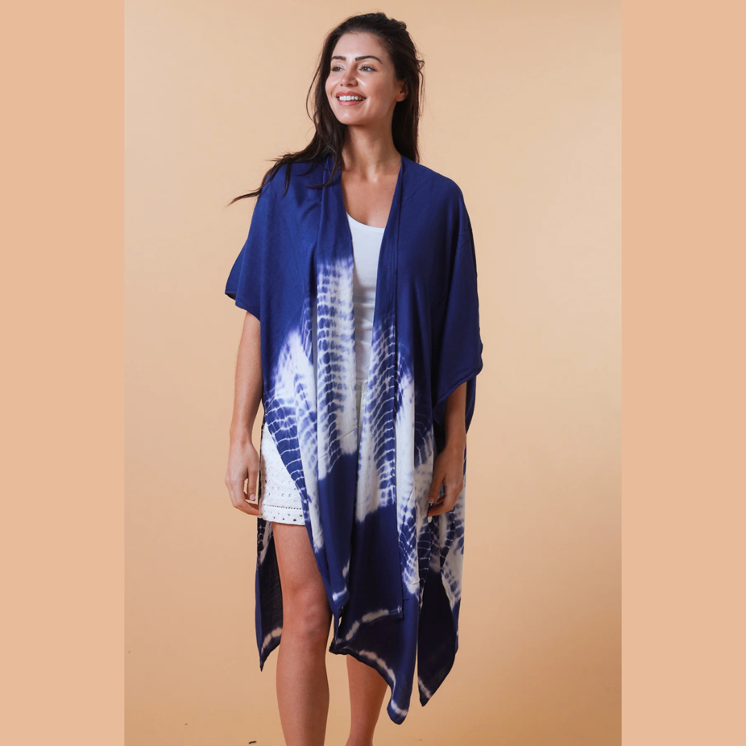 Wrap Top - Navy Tie Dye