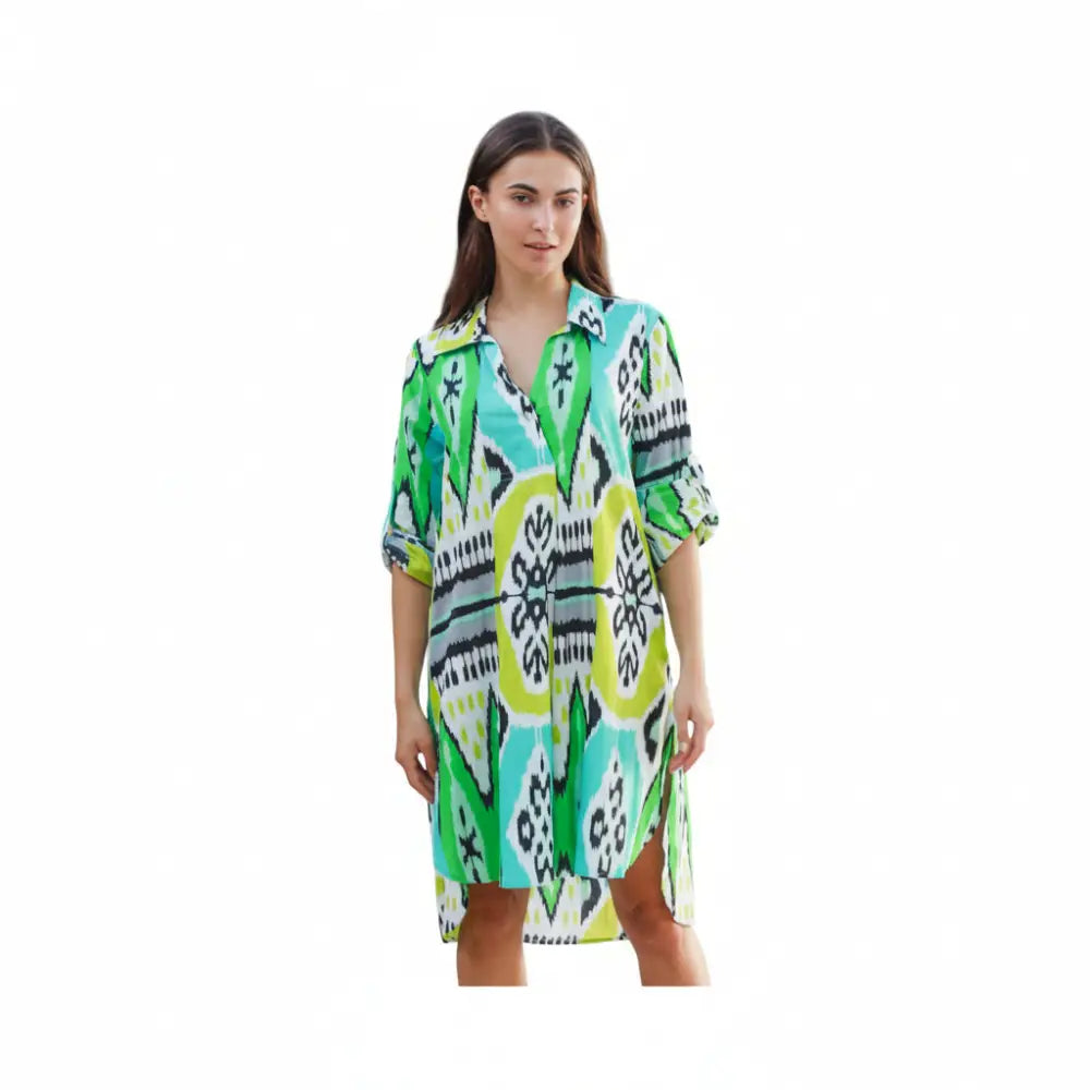 Marco Shirt Dress Parker Ikat Lime Dresses