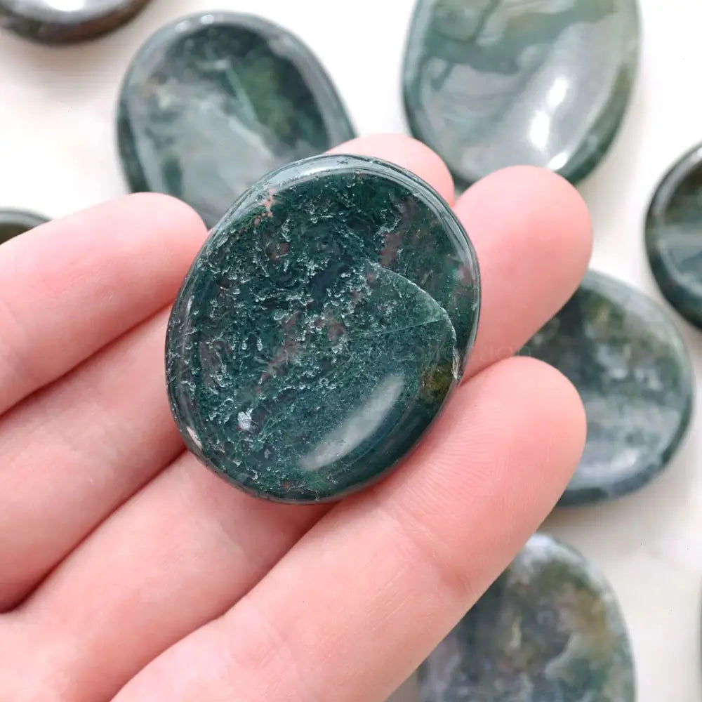 Moss Agate Crystals Worry Stones