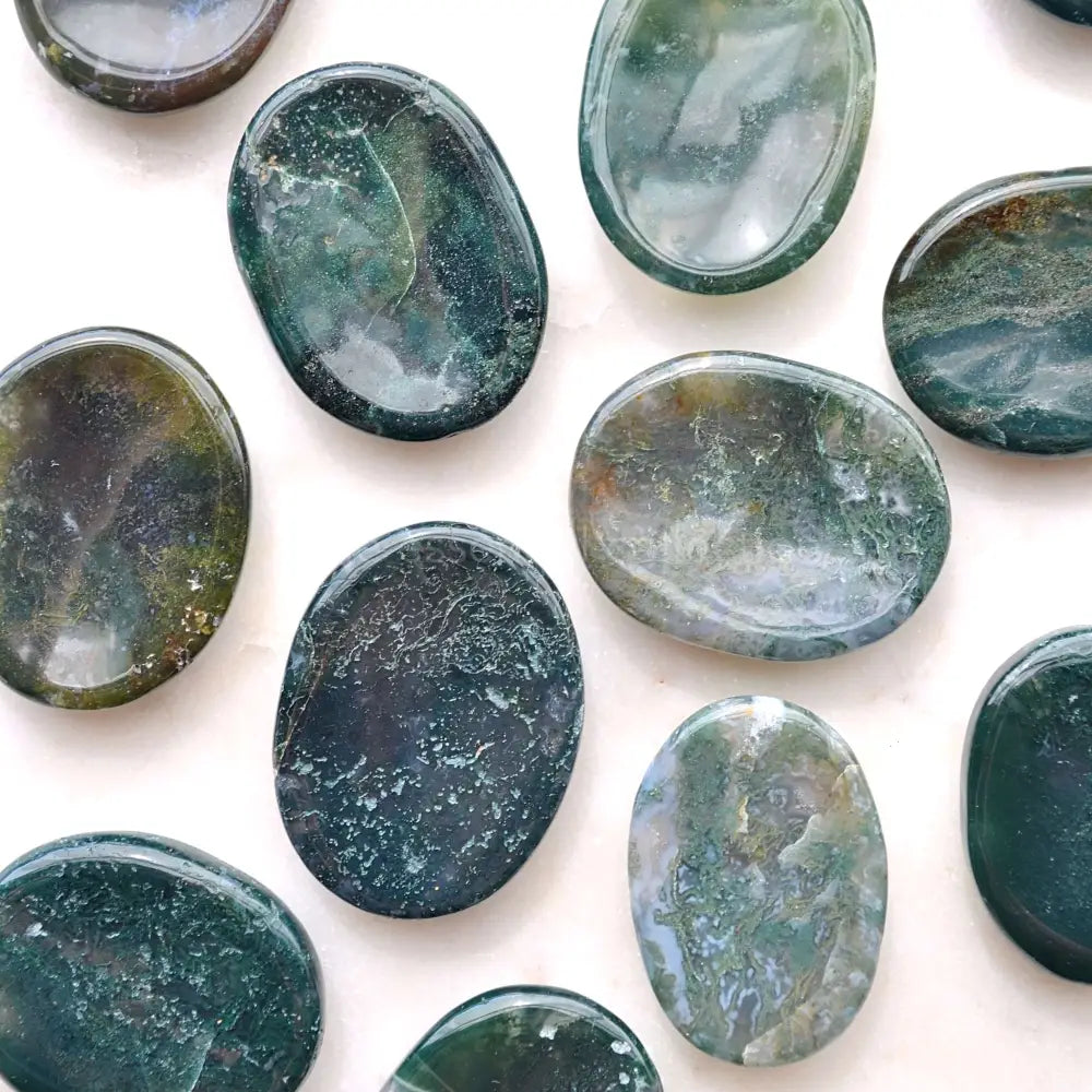 Moss Agate Crystals Worry Stones