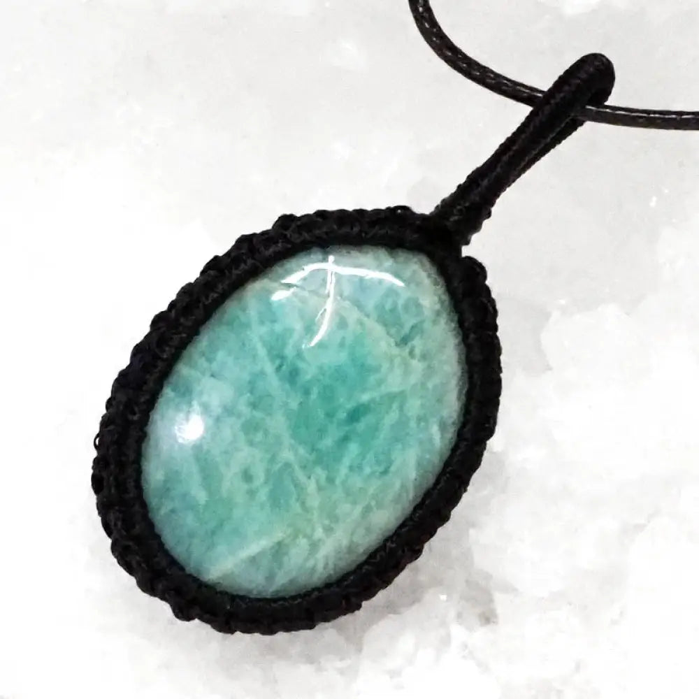 Natural Amazonite Macrame Netted Pendant Netted Pendant
