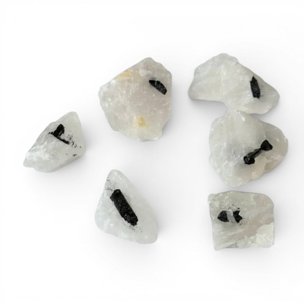 Black Tourmaline in Clear Quartz Rough Medium
