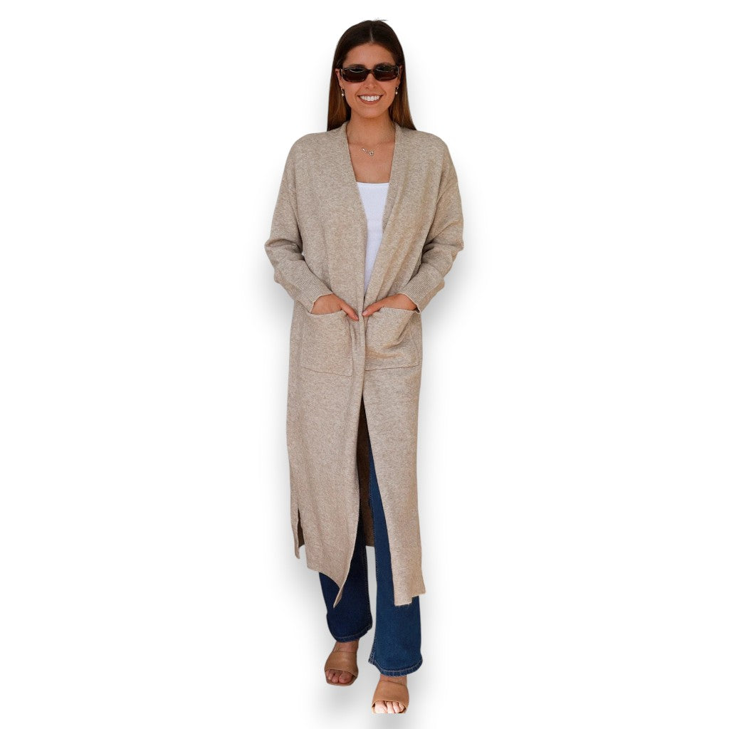 Divine Comfort Supersoft Cardi Long Knit Natural