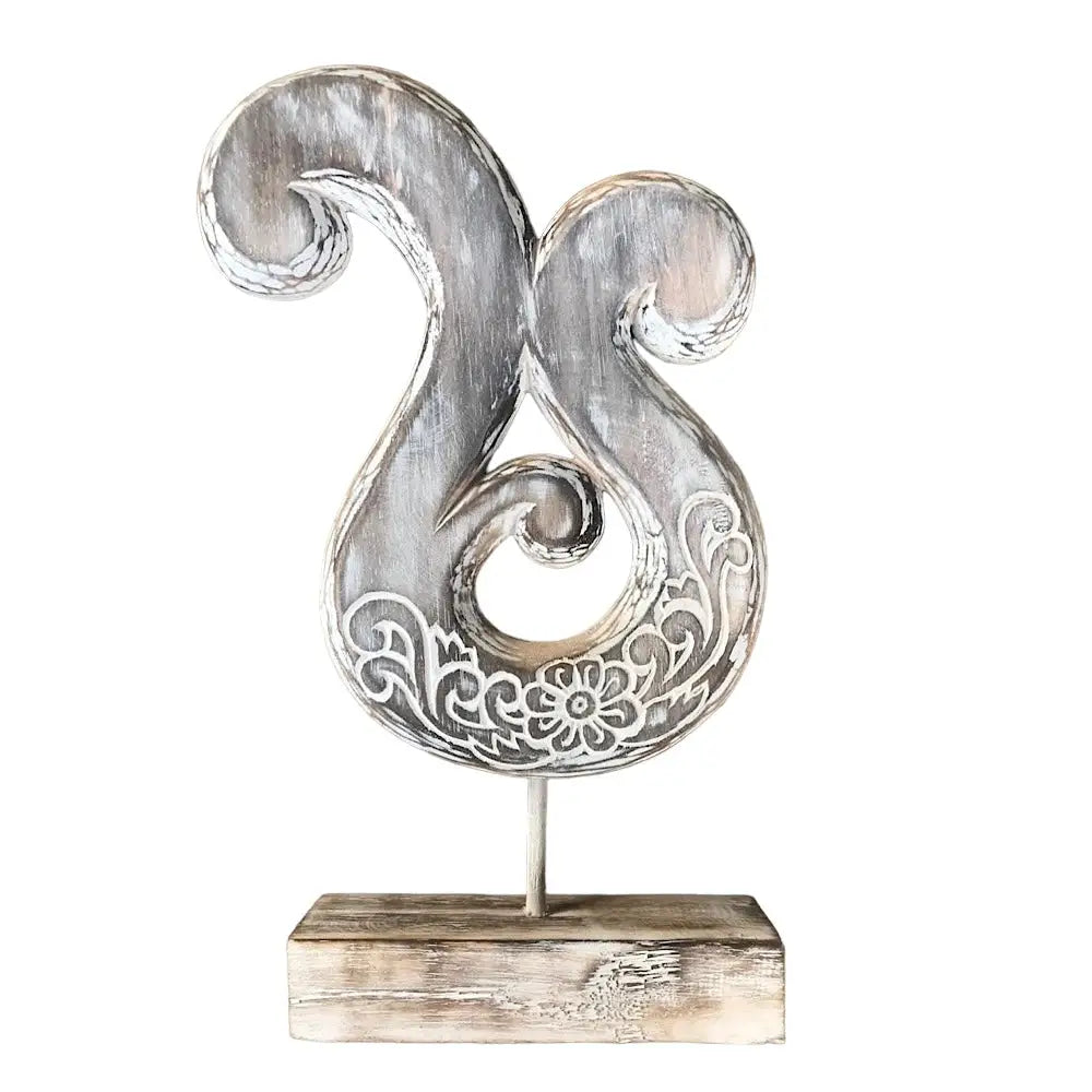 Om Wood Carved on Stand Boho Decor