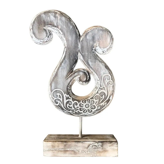 Om Wood Carved on Stand Boho Decor