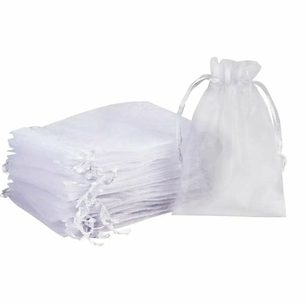 Organza Bag with Ribbon - White organza bag