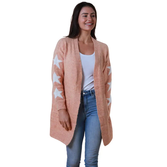 Peach Star Knit Cardigan ~ Quora Large Cardigan
