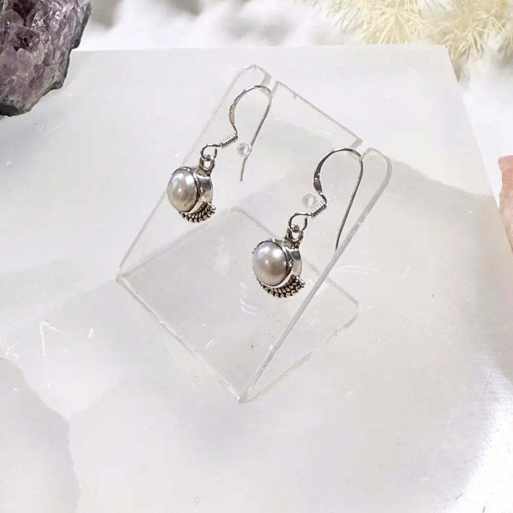 Pearl Bali Sun Goddess Silver Earrings Earrings