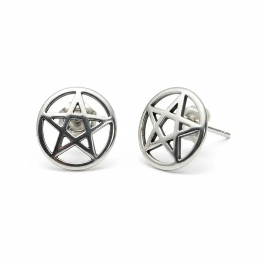 Pentagram Silver Stud Earrings Earrings