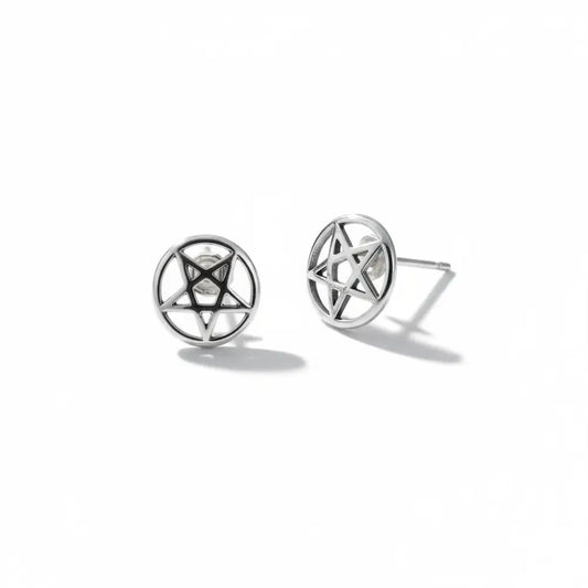 Pentagram Silver Stud Earrings Earrings