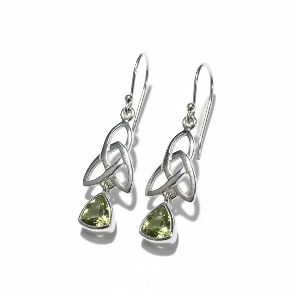 Peridot Silver Triquetta Earrings Earrings