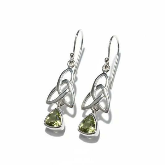 Peridot Silver Triquetta Earrings Earrings