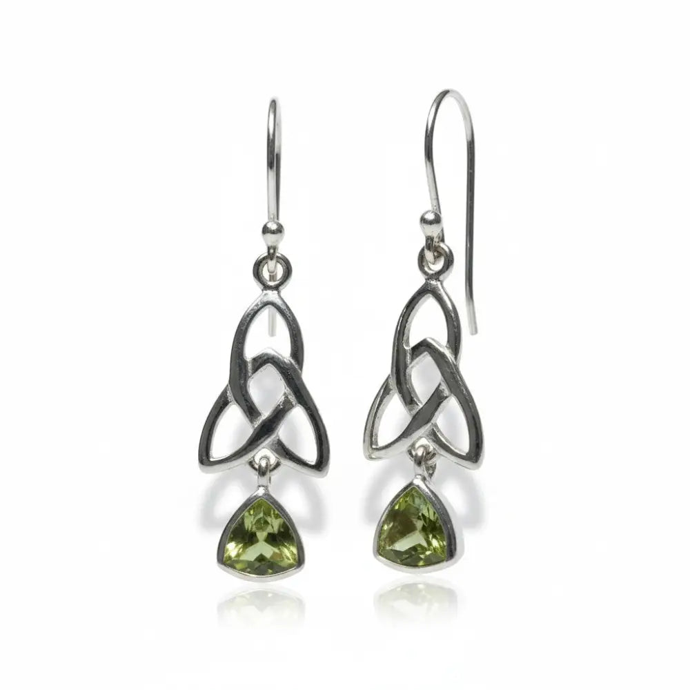 Peridot Silver Triquetta Earrings Earrings