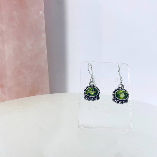 Peridot Oval Silver Earrings