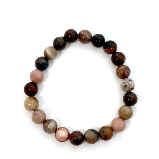 Petrified Wood Crystal Bead Bracelet 8mm bracelet