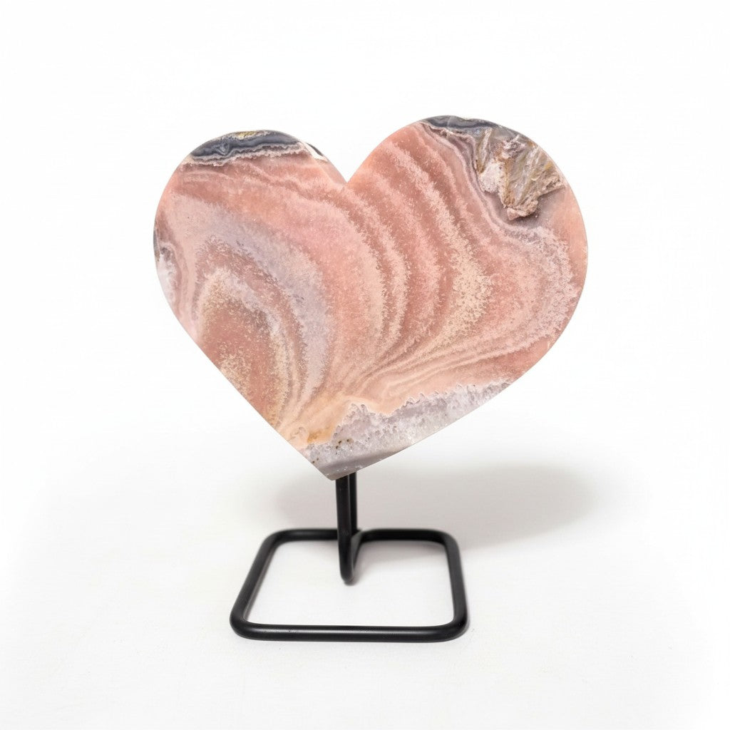 Pink Amethyst Heart Slice on Stand