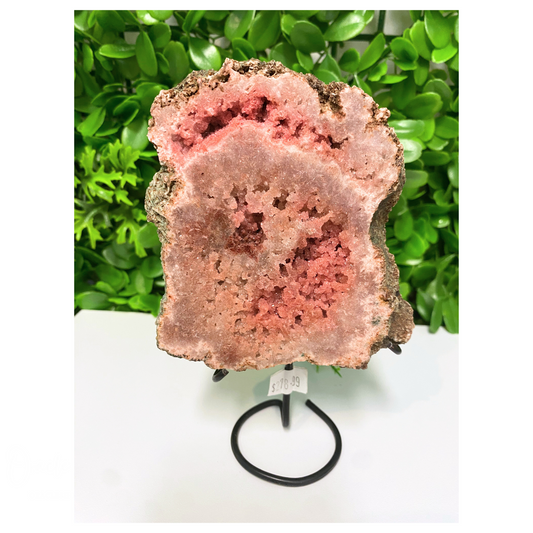 Pink Amethyst Slice on Stand