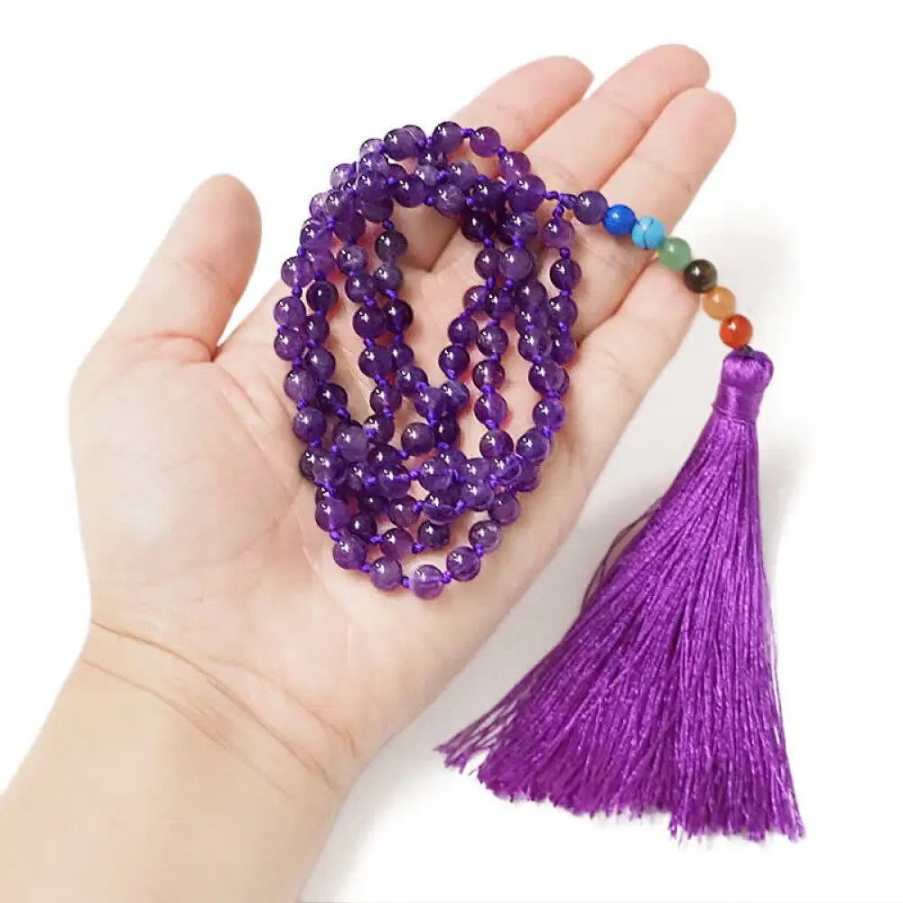 Prayer Beads Amethyst and Gemstones Tree of life Necklaces