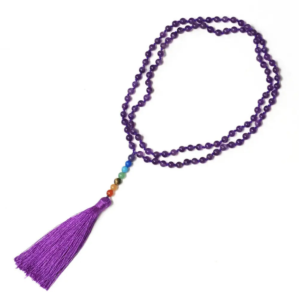 Prayer Beads Amethyst and Gemstones Tree of life Necklaces