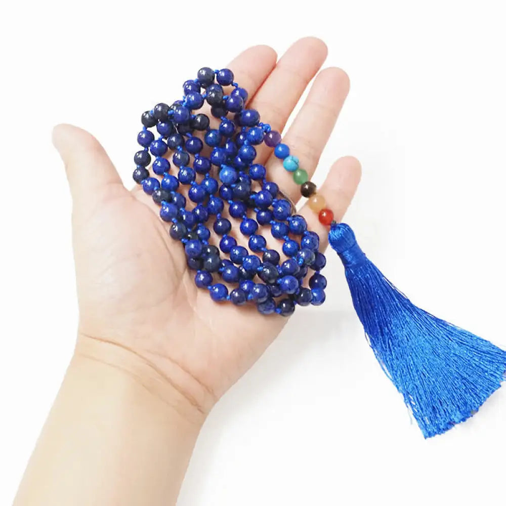 Prayer Beads Lapis and Gemstones Tree of life 108 Beads Necklaces