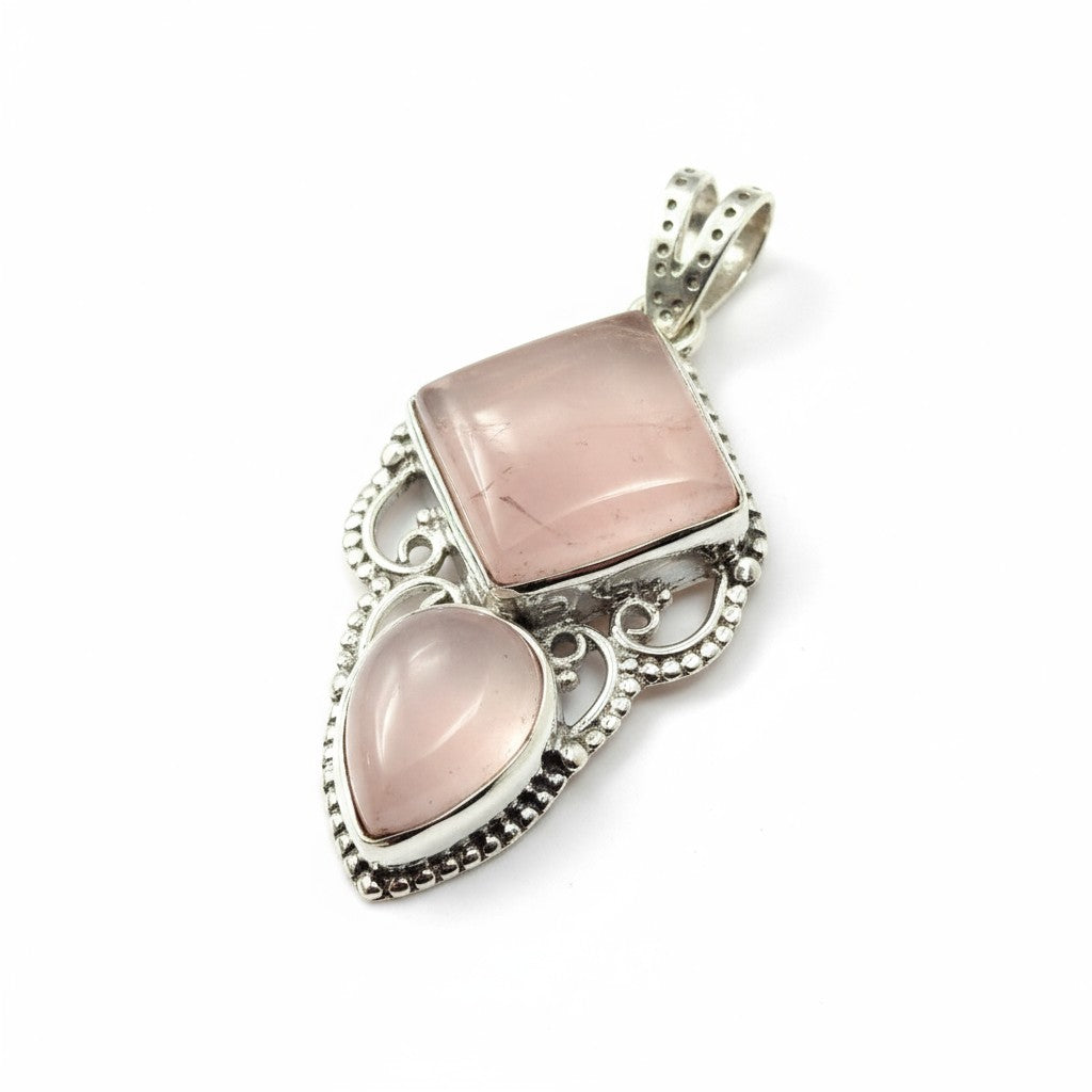 Rose Quartz Isis Silver Pendant