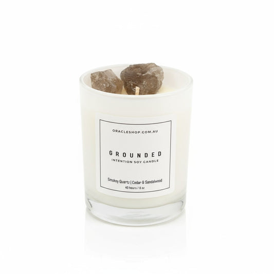 GROUNDED Intention Boxed Soy Candle: Smokey Quartz / Cedar & Sandalwood
