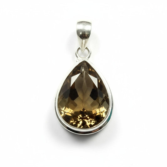 Citrine Teardrop Faceted Silver Pendant
