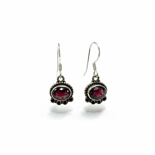 Indian Ruby Goddess Silver Earrings