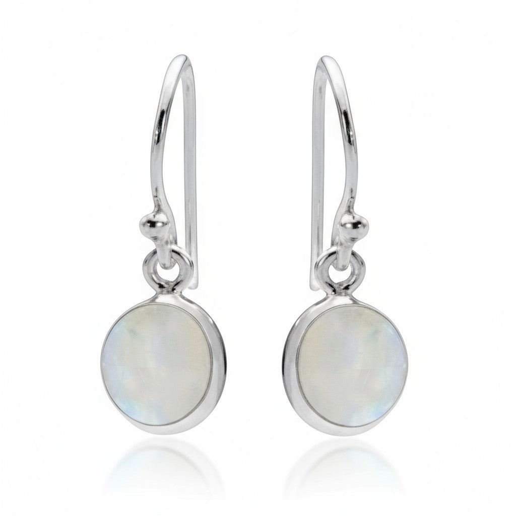 Moonstone Round Earrings in Silver