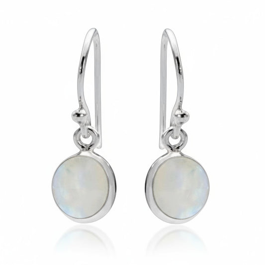 Moonstone Round Earrings in Silver