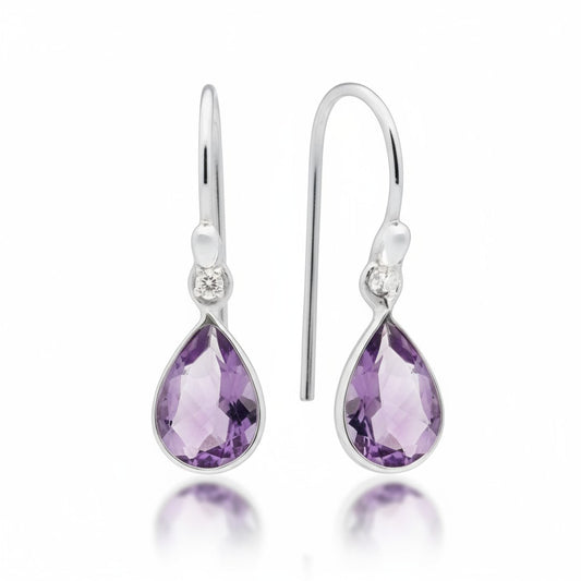 Amethyst Faceted Earring in Silver