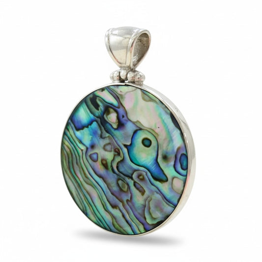 Power Shell Reversible Pendant Black Power Shell in Silver