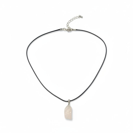 Rose Quartz Rough Pendant in Silver