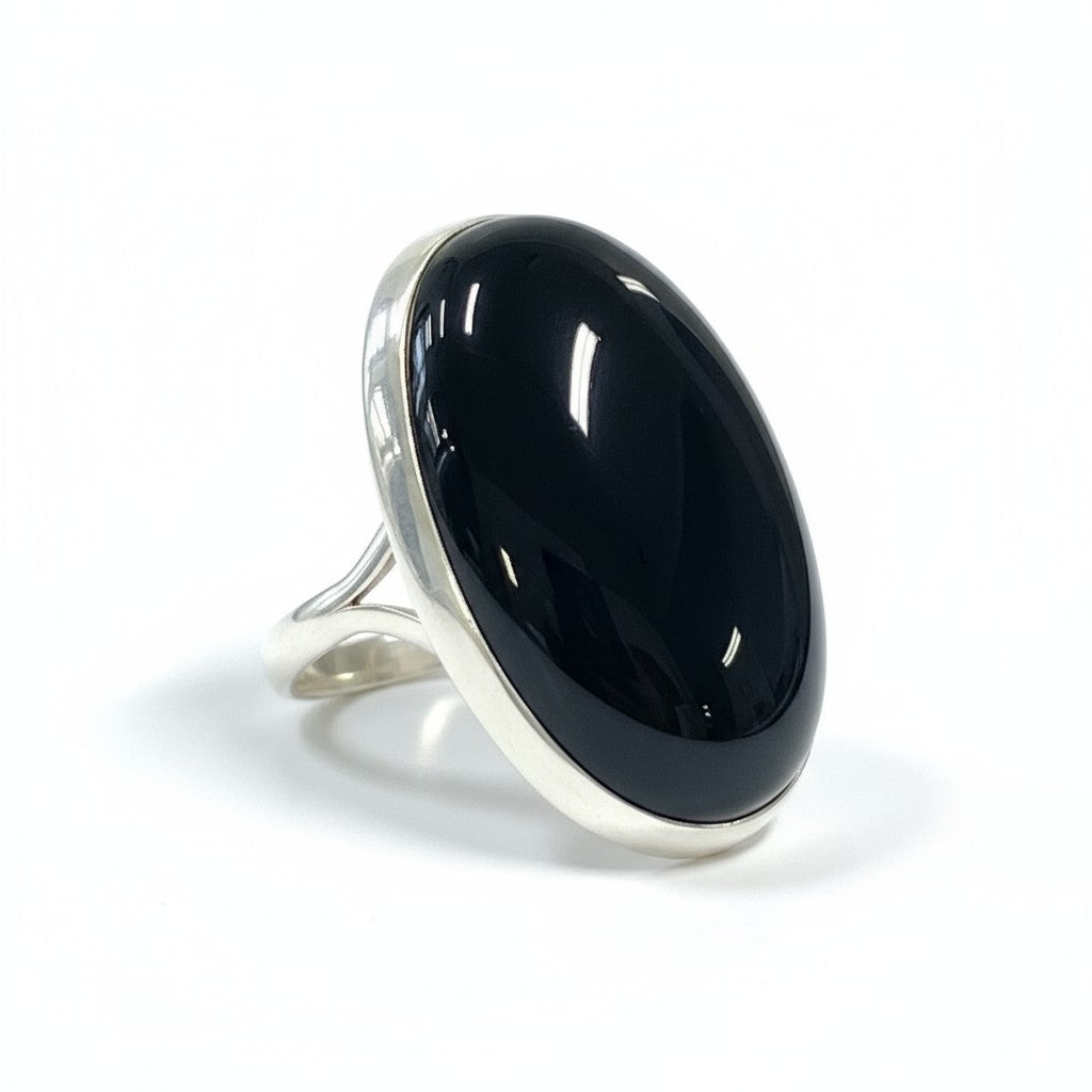 Black Obsidian Oval Ring 8