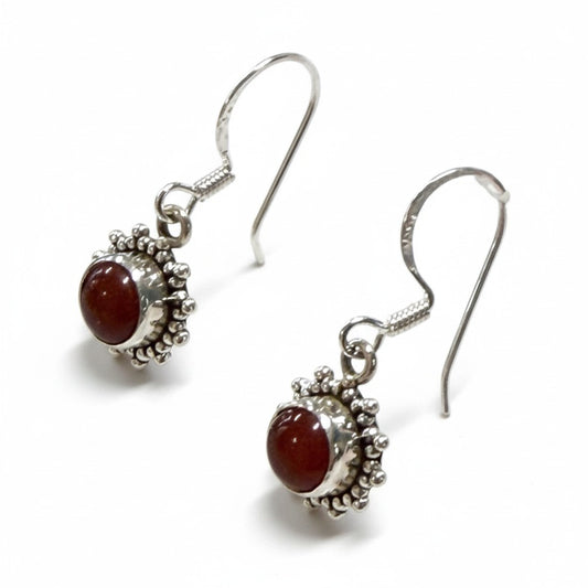 Carnelian Oval Silver Earring