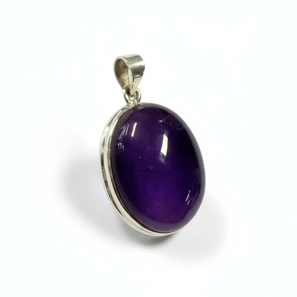Amethyst Oval Silver Pendant