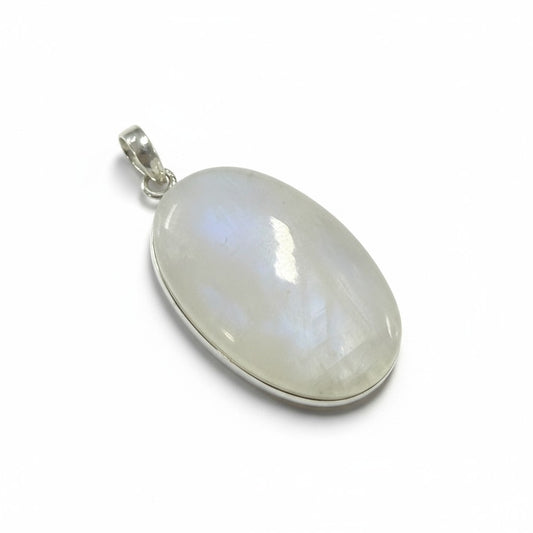 Rainbow Moonstone Oval Silver Pendant