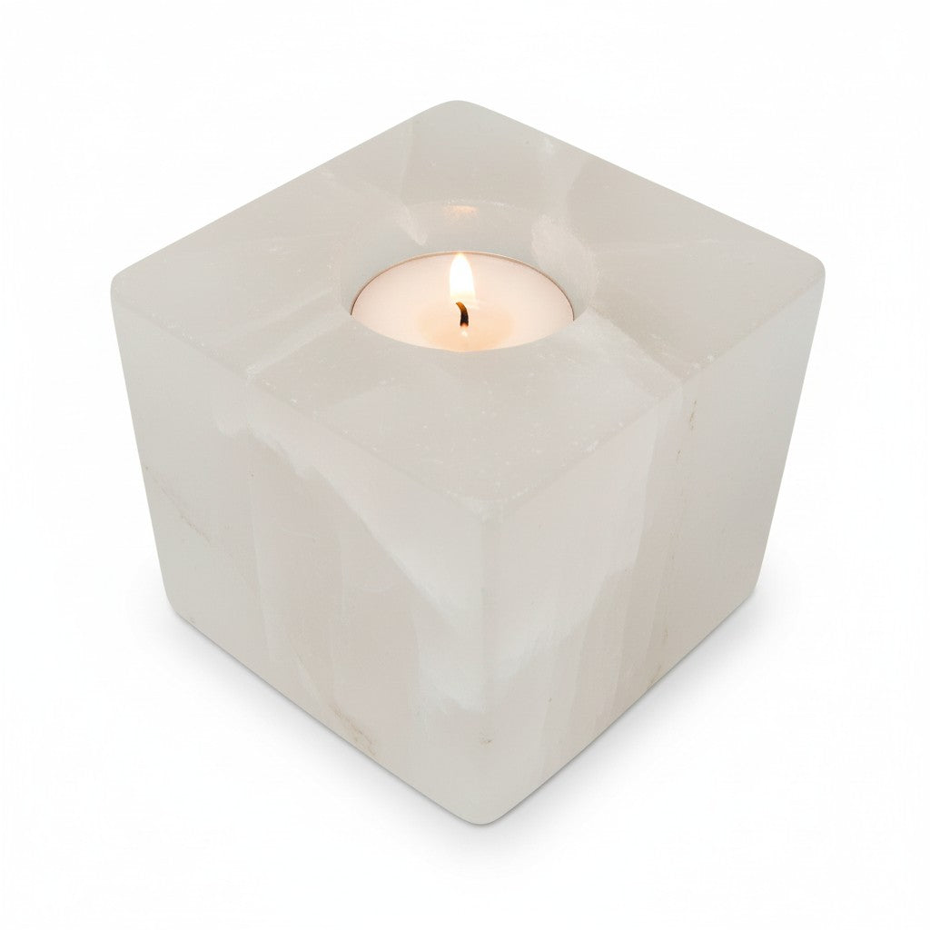 Selenite Cube Candle Holders