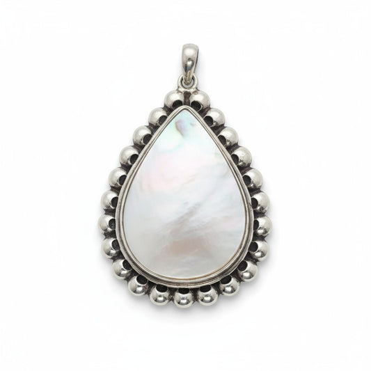 Mother of Pearl Silver Filagree Pendant